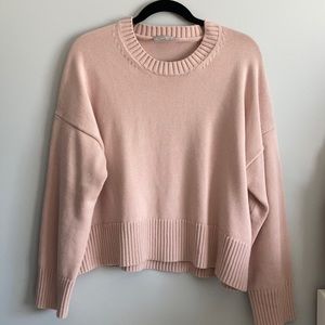 Everlane Soft Cotton Square Crew Sweater Pale Pink